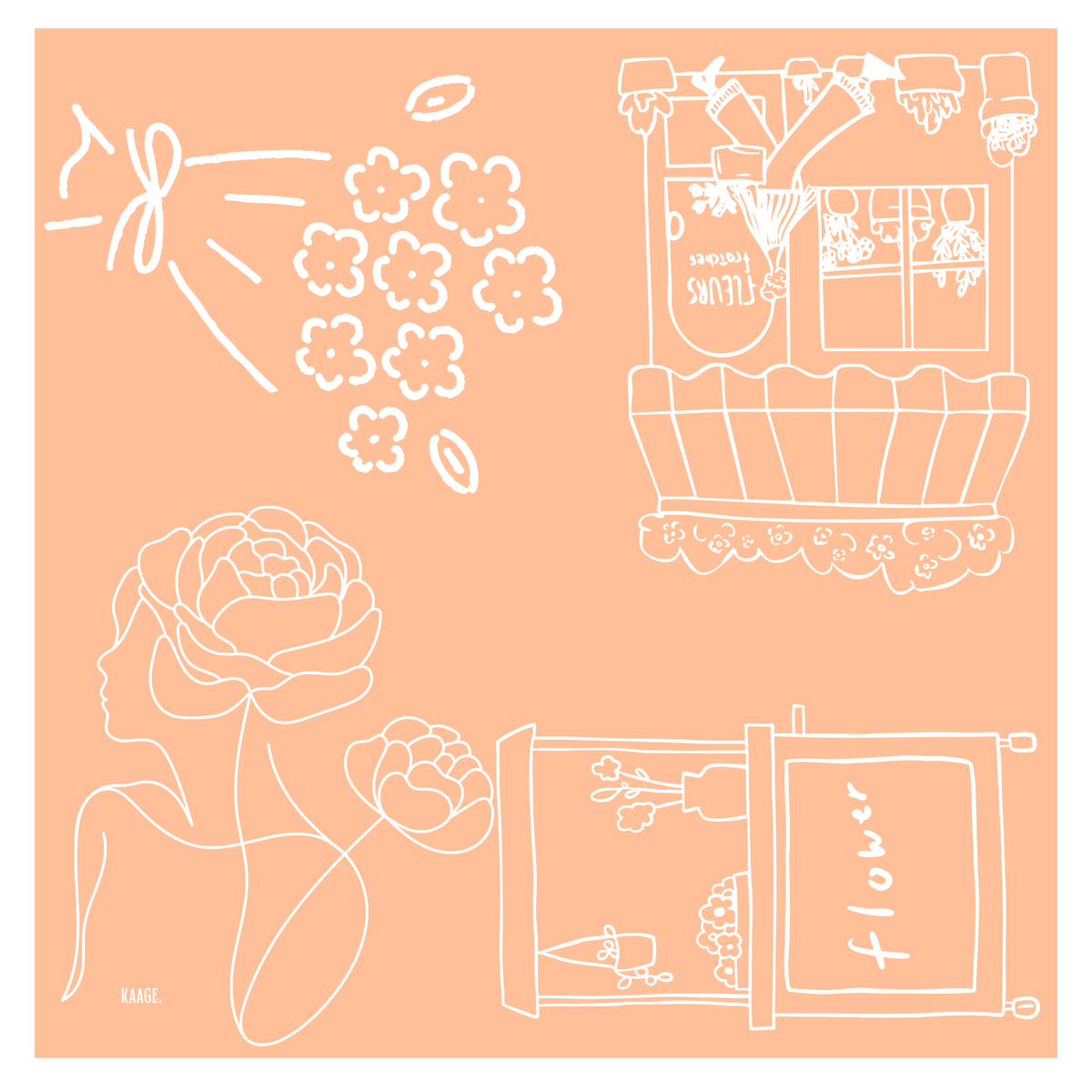 Light Apricot Little Flower Shop Scarf