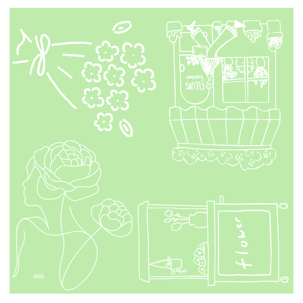 Light Green Little Flower Shop Scarf
