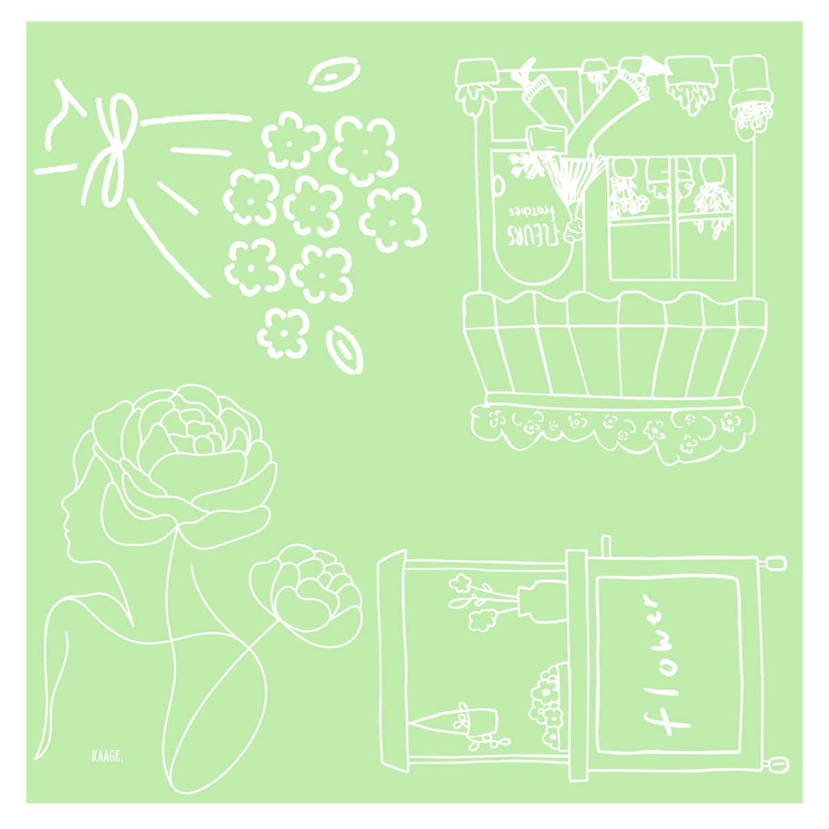 Light Green Little Flower Shop Scarf