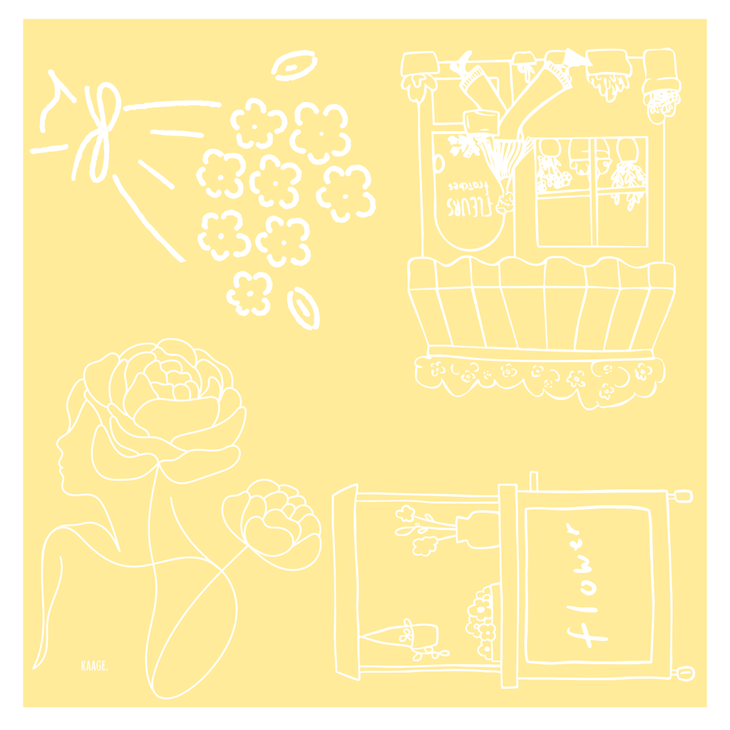 Light Yellow Little Flower Shop Scarf