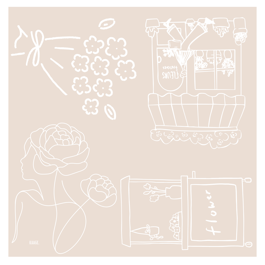 Beige Little Flower Shop Scarf