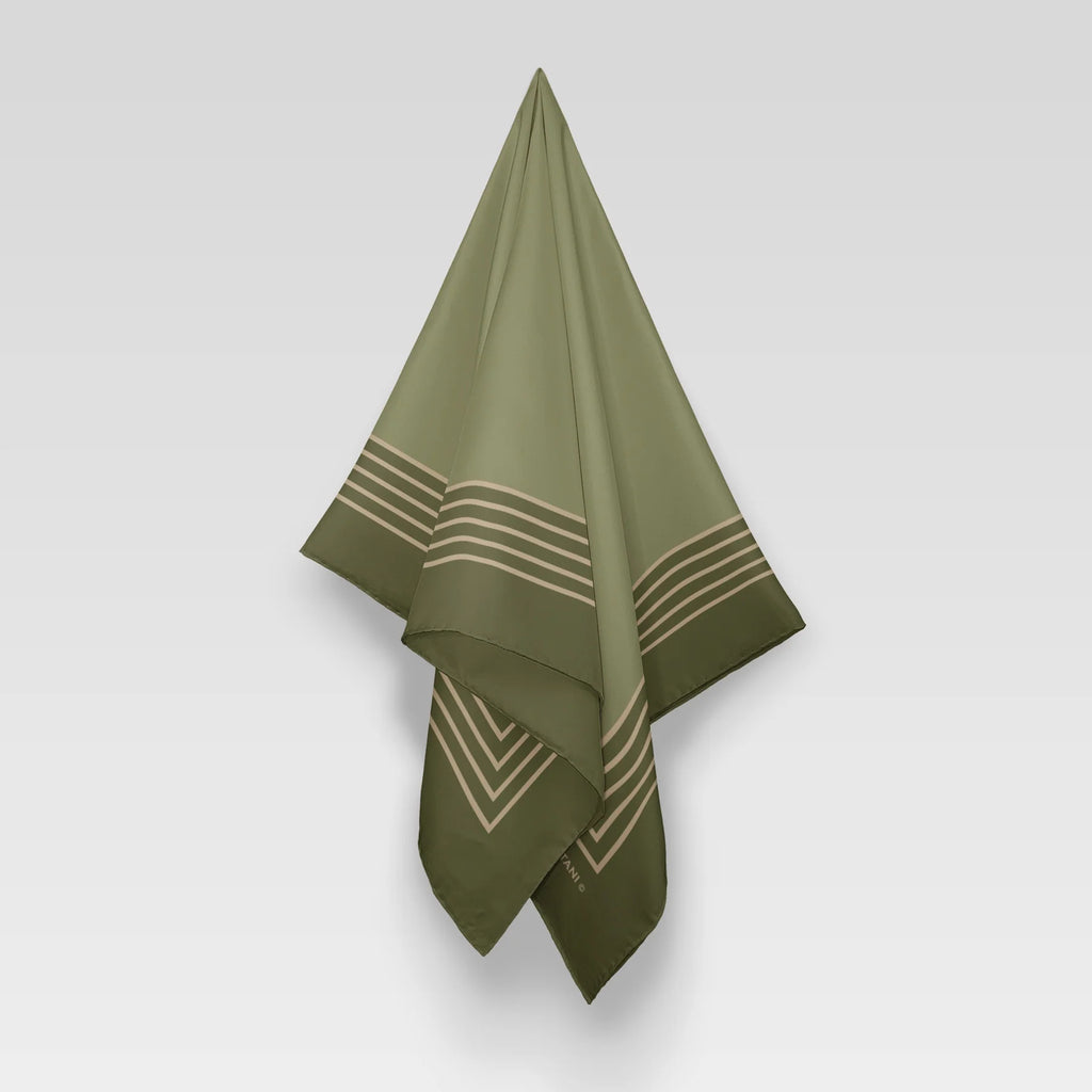 Multi Line Border, Olive/Beige