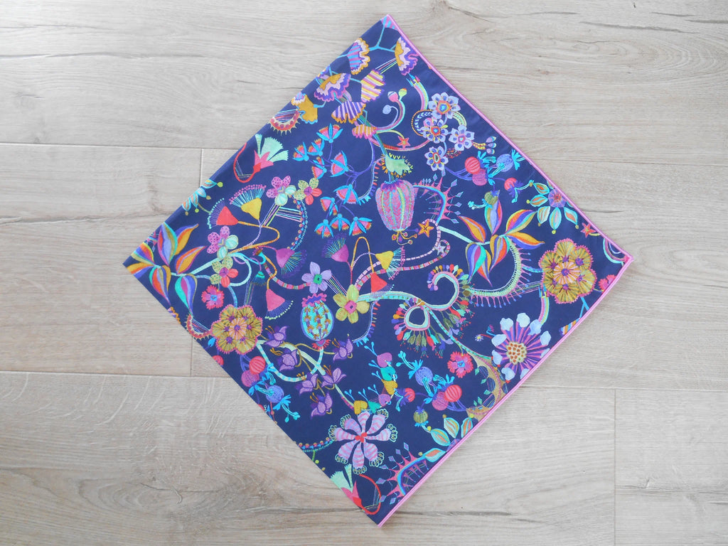 Liberty Patterned Headscarf - Beautifully Bizarre Navy/Pink