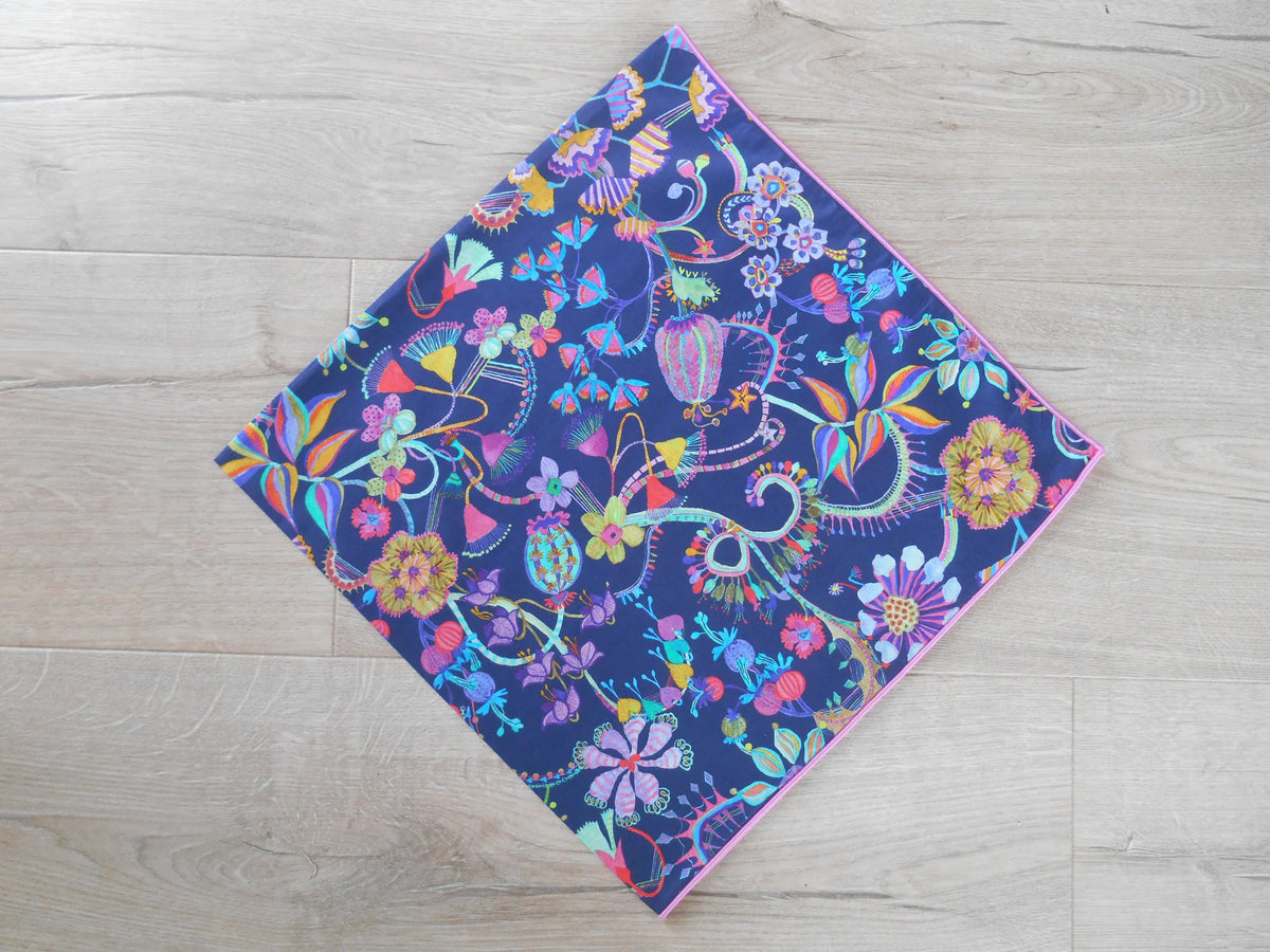 Liberty Patterned Headscarf - Beautifully Bizarre Navy/Pink