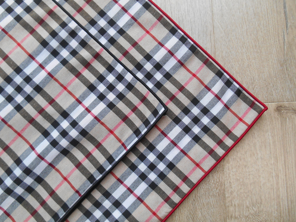 Camel tartan w/black edge Headscarf  59cm