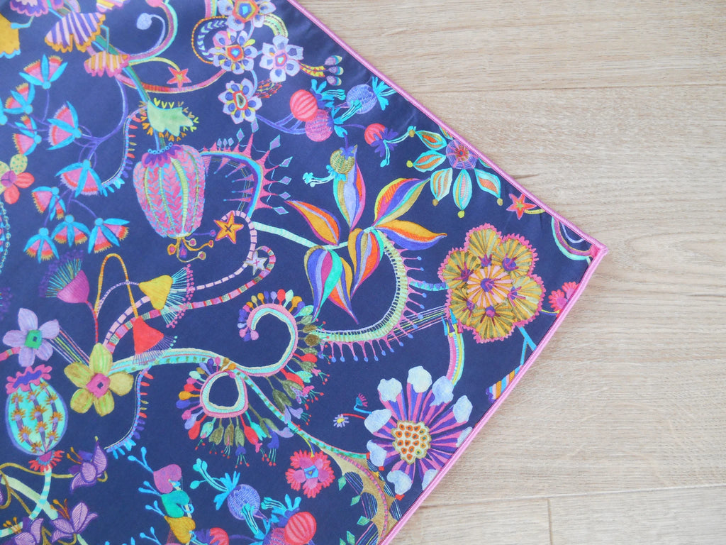 Liberty Patterned Headscarf - Beautifully Bizarre Navy/Pink