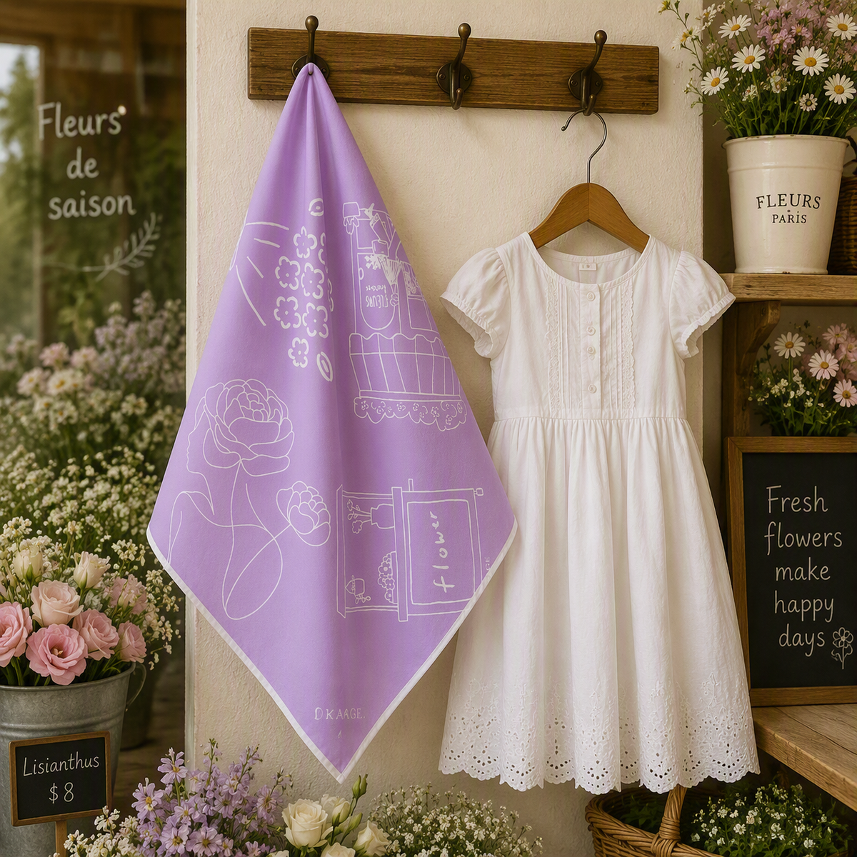 Lilac Little Flower Shop Scarf