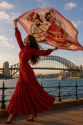 Crimson Dance Silk Scarf