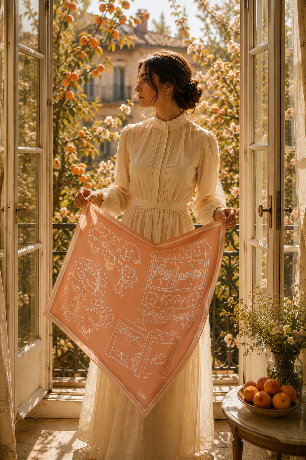 Light Apricot Little Flower Shop Scarf