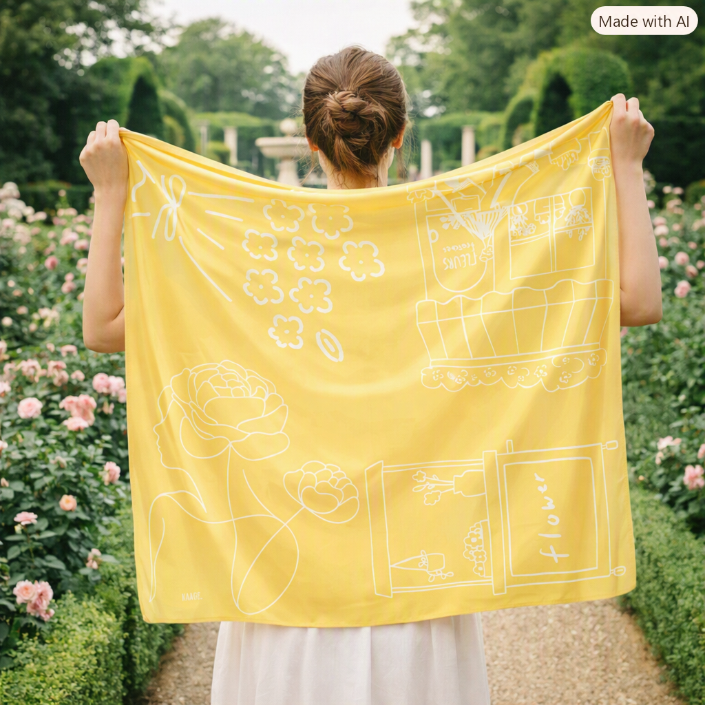 Light Yellow Little Flower Shop Scarf