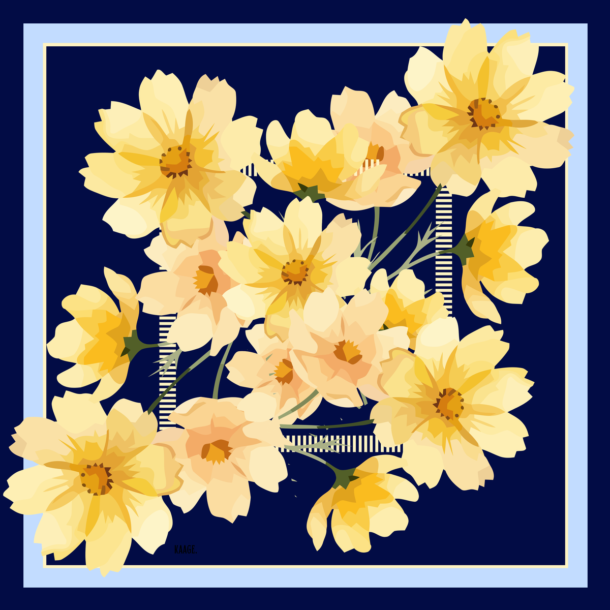 Navy & Golden Sunlit Florals